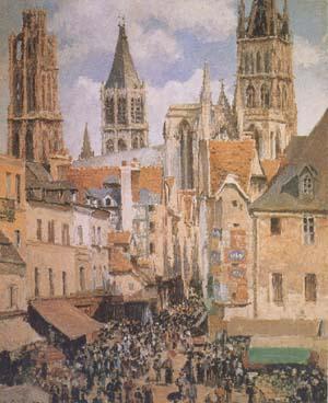 Camille Pissarro The Old Marketplace in Rouen and the Rue de I'Epicerie (mk09) France oil painting art